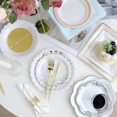 一次性蛋糕碟甜品台彩色纸盘子