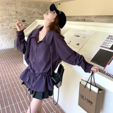 紫色设计感连帽风衣外套女2025早春秋韩系甜酷时髦收腰抽绳冲锋衣，女装风衣，2C207