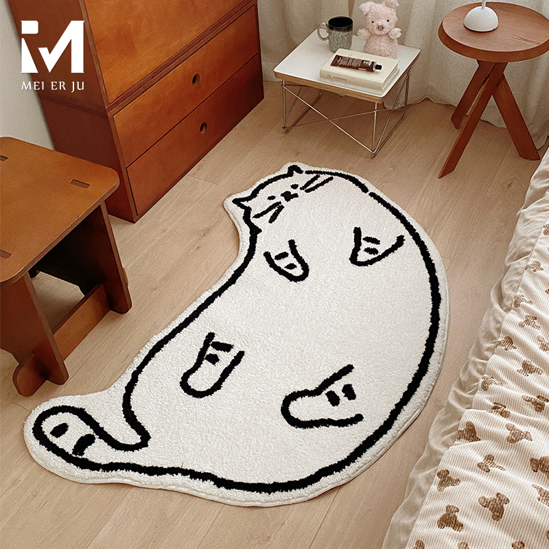 可爱床边毯美尔居可机洗卧室猫咪