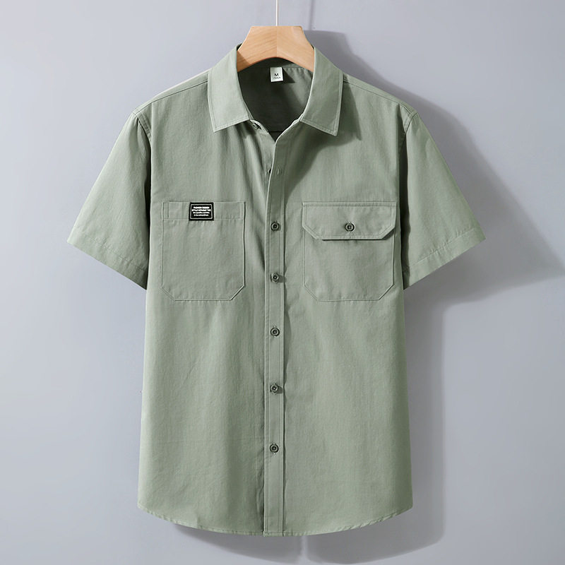 高级感日系短袖衬衫男夏季新款宽松大码工装衬衣痞帅翻领上衣,男装,衬衫,淘宝优惠券,粉丝福利购,淘宝优惠卷