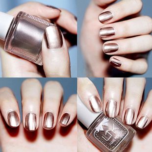 A鸭鸭细闪金属灰金指甲油免烤快干持久不可剥流行色微胶美甲油