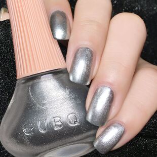 A鸭鸭护甲美甲指甲油银色亮面金属面不可剥撕环保无毒免烤灯新色