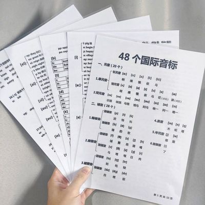 48个国际音标卡和自然拼读+1-6年级核心词汇重点句型A4塑封记事版