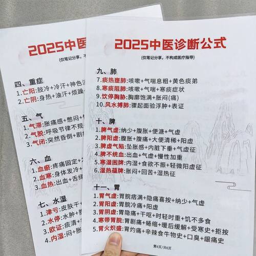 中医诊断公式+中药学归纳总结+中医内科思维导图强化训练