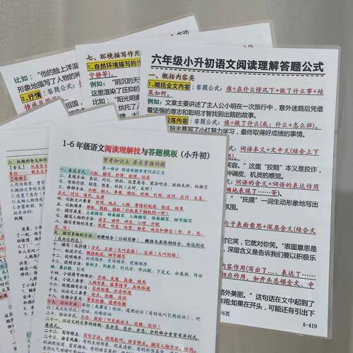 六年级小升初语文阅读理解展板