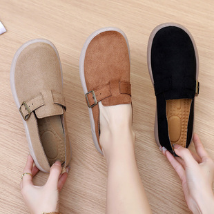 新款轻便软底勃肯鞋女鞋春秋款百搭休闲平底单鞋懒人一脚蹬妈妈鞋