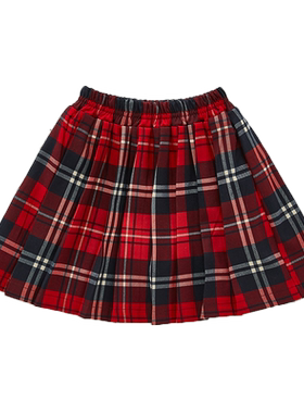 童狮校服英伦女童裙子红格子短裙