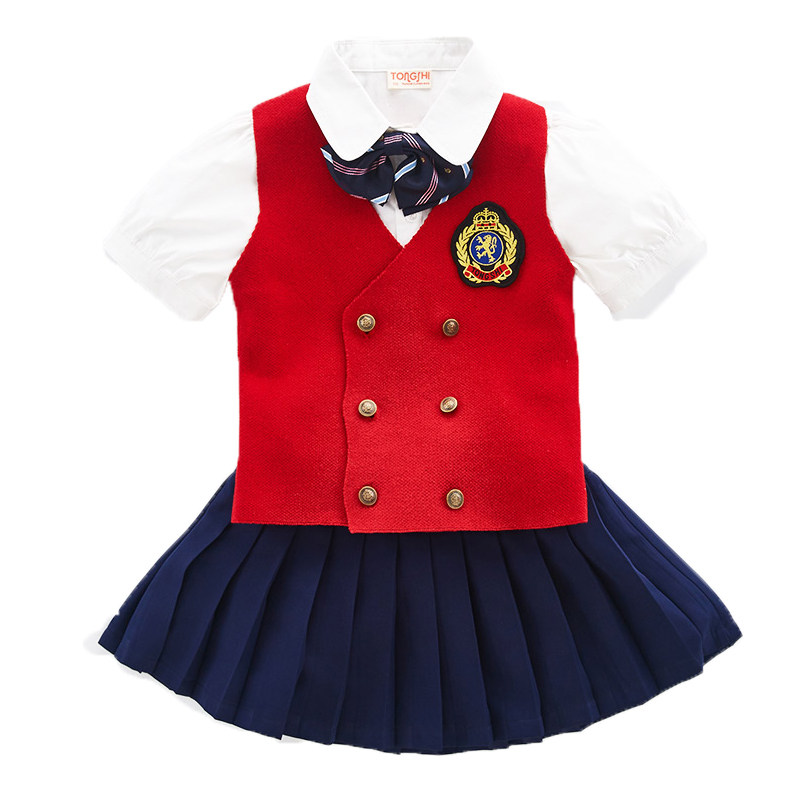 新款幼儿园园服英伦风套装背心校服小学生学院风春季演出服