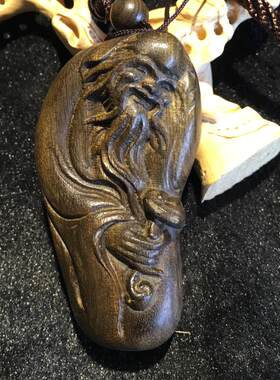 手把件四川乌木灵芝寿星工艺品