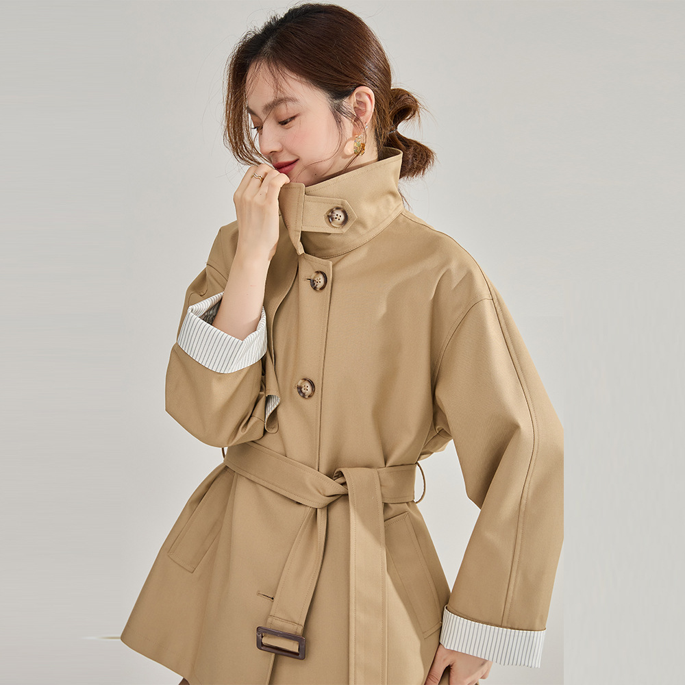 2024秋季中长款风衣外套通勤立领