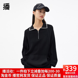 播毛衫 女BDQ3SD0530 2023秋商场同款 酷感polo领文艺休闲套头针织衫