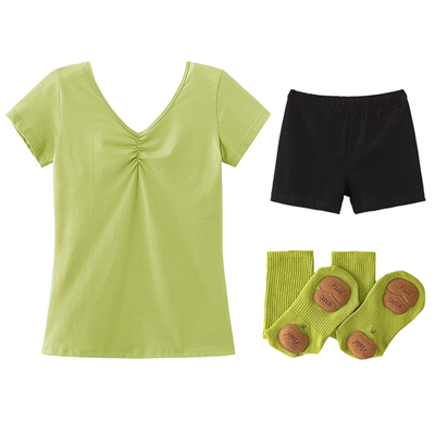 舞蹈服儿童女练功服上衣分体款芭蕾V领长短袖三五七九分裤中国舞