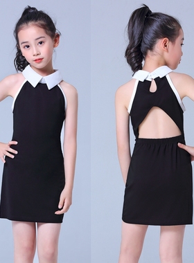 儿童形体礼仪模特走秀训练服少儿东方舞女童上衣形体T台秀练功服