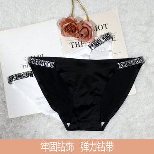 冰丝女士内裤无痕轻欧风原创性感辣妹新款舒适低中腰水钻三角短裤