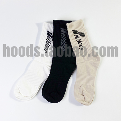 HOODS we11日版外贸 字母秋冬男女纯色 中筒日潮 运动袜 纯棉袜子