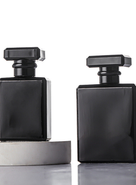 宇兮YUXI全套黑色香水瓶50ml100ml卡口分装瓶玻璃空瓶扁方喷雾瓶