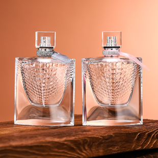 宇兮YUXI 卡口香水瓶75ml鱼鳞瓶带丝巾盖子透明玻璃化妆品空瓶