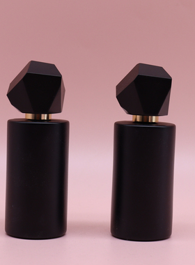 宇兮YUXI 黑色不规则多面体盖50ML高级香水瓶分装瓶精致喷雾瓶