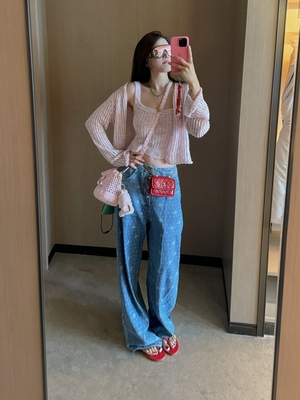 TZCO 24秋「中蓝logo牛仔裤」休闲阔版轻松舒适浅蓝万搭牛仔神裤