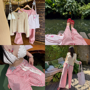 休闲裤 」法国进口高端亚麻夏日舒适神裤 25夏「红白亚麻裤 TZCO