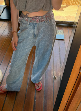 TZCO 25夏「Logo印花牛仔裤」舒适全棉原创印花百搭水洗蓝松弛感