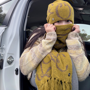 TZCO25FW 双面LOGO帽子围巾 康宝莱软糯圈圈羊毛时髦百搭冬日配饰