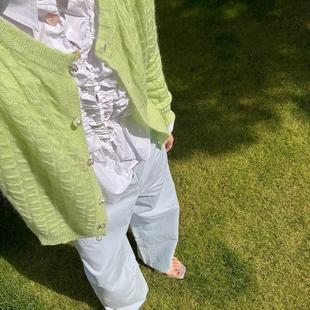 糕糕同款 TZCO 「青苹果」康宝莱超幼马海毛复古绞花时髦针织开衫