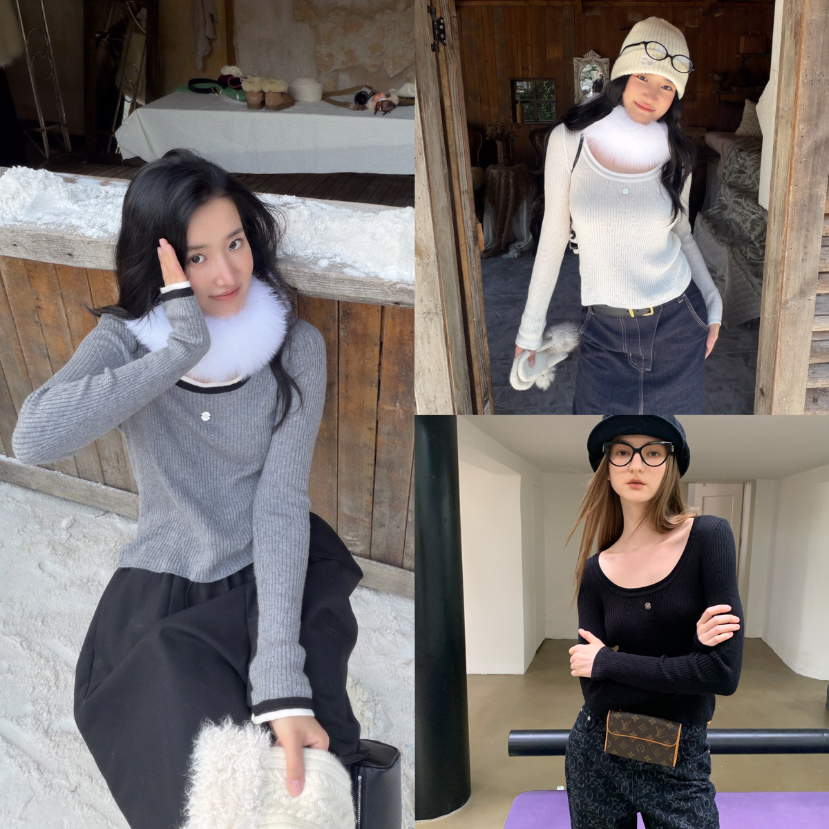 TZCO 25冬「菱格打底衫」康赛妮48支棉羊绒舒适裸感大领口打底衫