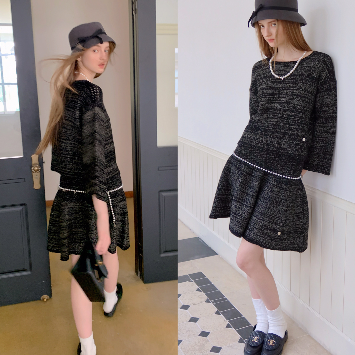 TZCO 25冬「黑金套装」康赛妮羊毛羊绒细闪珠片中共原创老钱针织