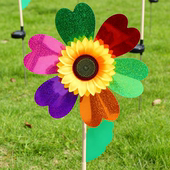 单层六彩风车户外景区装 饰地摊儿童手持玩具热卖 旋转大风车