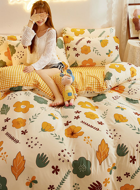 春夏裸睡针织全棉四件套天竺纯棉被套床单床笠亲肤床上用品4件套