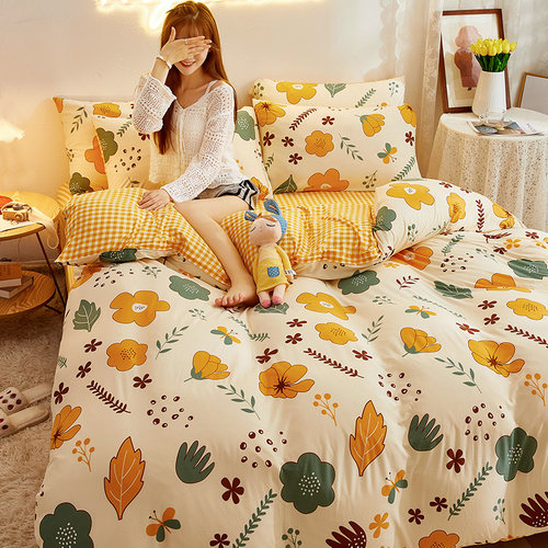 裸睡针织棉4四件套床单款床笠款