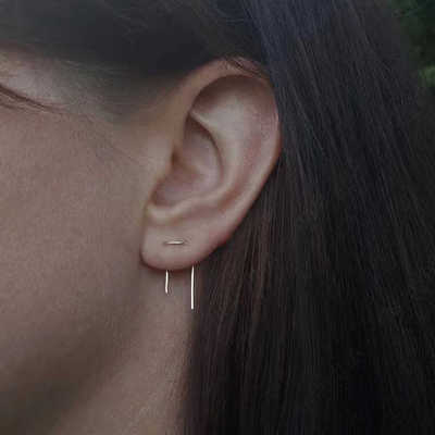 双耳洞耳钉纯银两个耳洞适合的耳环防过敏耳饰极简个性小众设计女