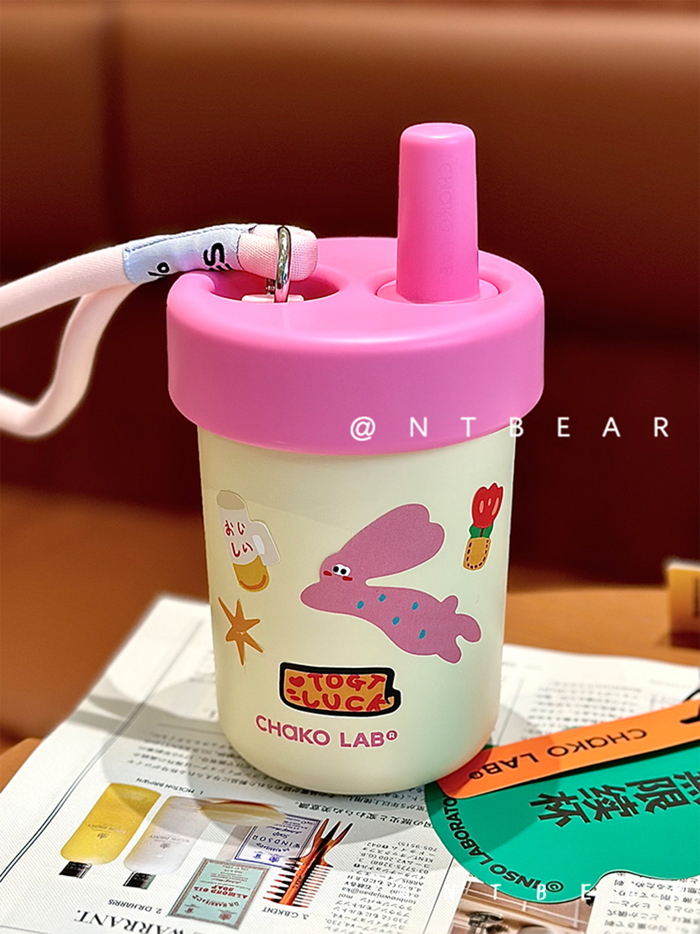 Chakolab Insulated Water Cup with Straw and Double-Wall - Taobao product photo 2