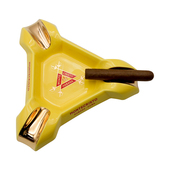 蒙特陶瓷雪茄烟灰缸 古巴原装 三位黄色多人用大雪茄烟灰盅 包邮