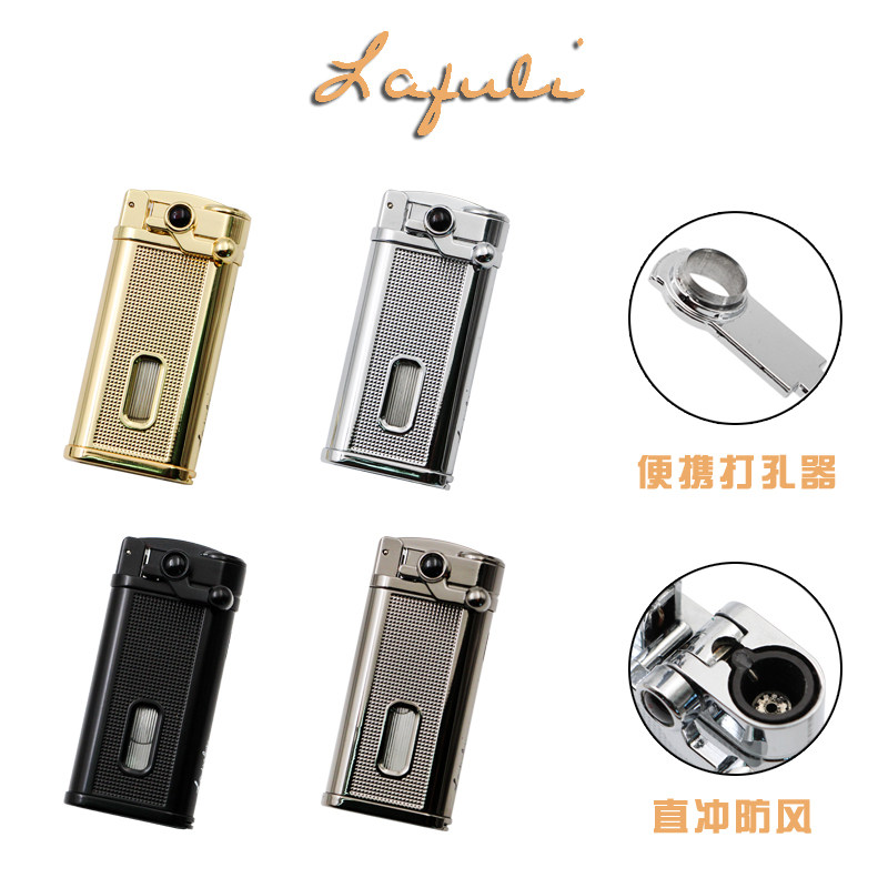 包邮 Lafuli摇臂雪茄打火机 充气防风单火直冲便携打火机 - 实物图