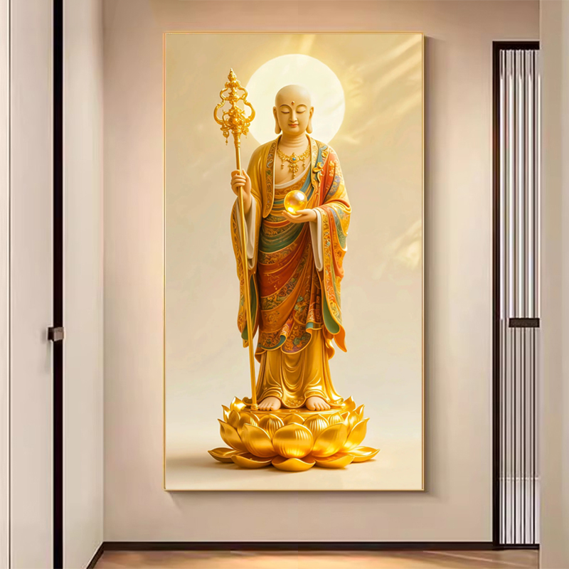 地藏王菩萨十字绣新款线绣客厅玄关家用供奉画像钻石画满钻自己贴