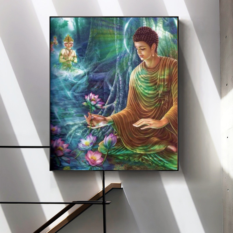 释迦摩尼如来佛祖十字绣2026新款线绣玄关客厅钻石画手工刺绣佛像