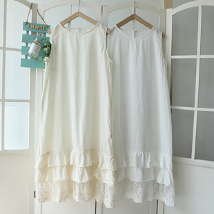 新款森系下摆蕾丝花边拼接背心裙打底衬裙减龄百搭甜美叠穿连衣裙