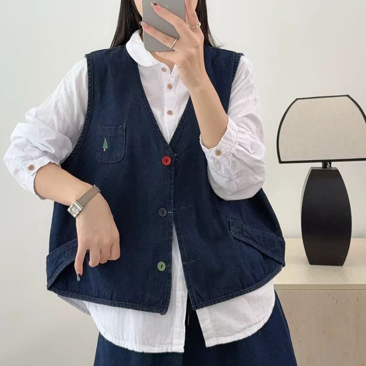 牛仔马甲秋季新款宽松大码
