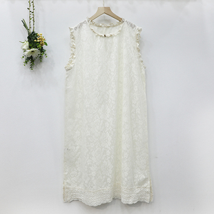 森女系花边圆领套头提花蕾丝花边背心连衣裙女潮 新款 2025夏季 女装