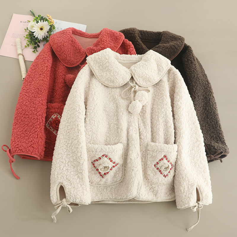 加厚新款娃娃领羊羔毛外套百搭