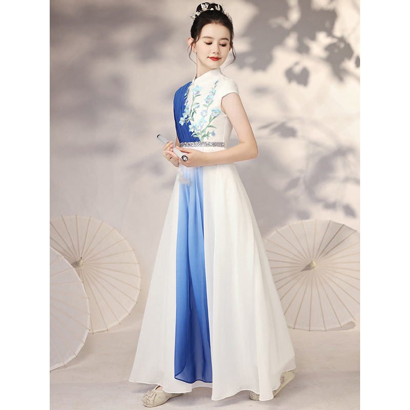 古筝演出服女童夏季演奏礼服中国风中小学生合唱民乐琵琶表演服装