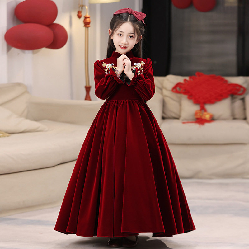 女童国风公主裙2026新款长袖日常中国红日常表演演出钢琴童礼服,童装/婴儿装/亲子装,儿童礼服,淘宝优惠券,粉丝福利购,淘宝优惠卷