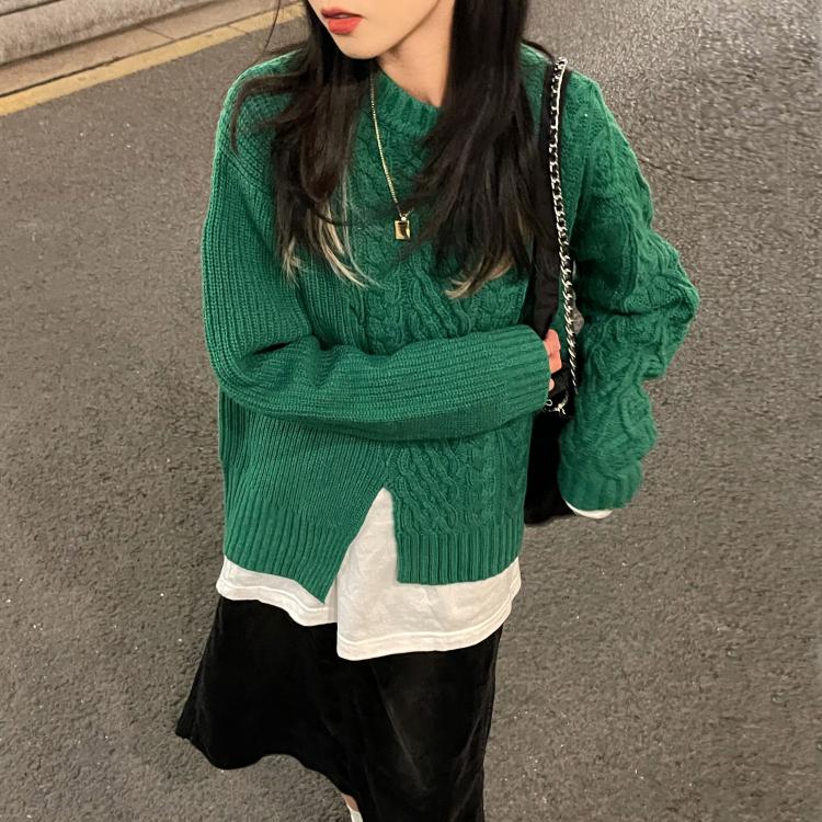 Real Price vintage Pullover irregular sweater lazy style versatile knitwear top