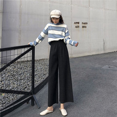 Real price autumn and winter elastic high waisted woolen wide leg pants