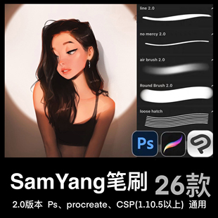 SamYang笔刷2.0欧美风人物人像笔刷PSCSPProcreate通用