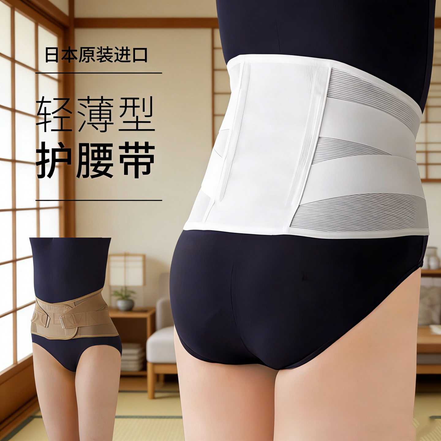 日本原装进口护腰带轻薄透气双重加压支撑腰部中老年薄款男女腰托
