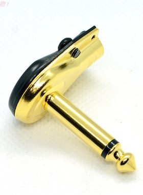 6.35镀金黑色外壳扁平头6.5单声吉他头话筒插头穿线孔7.0