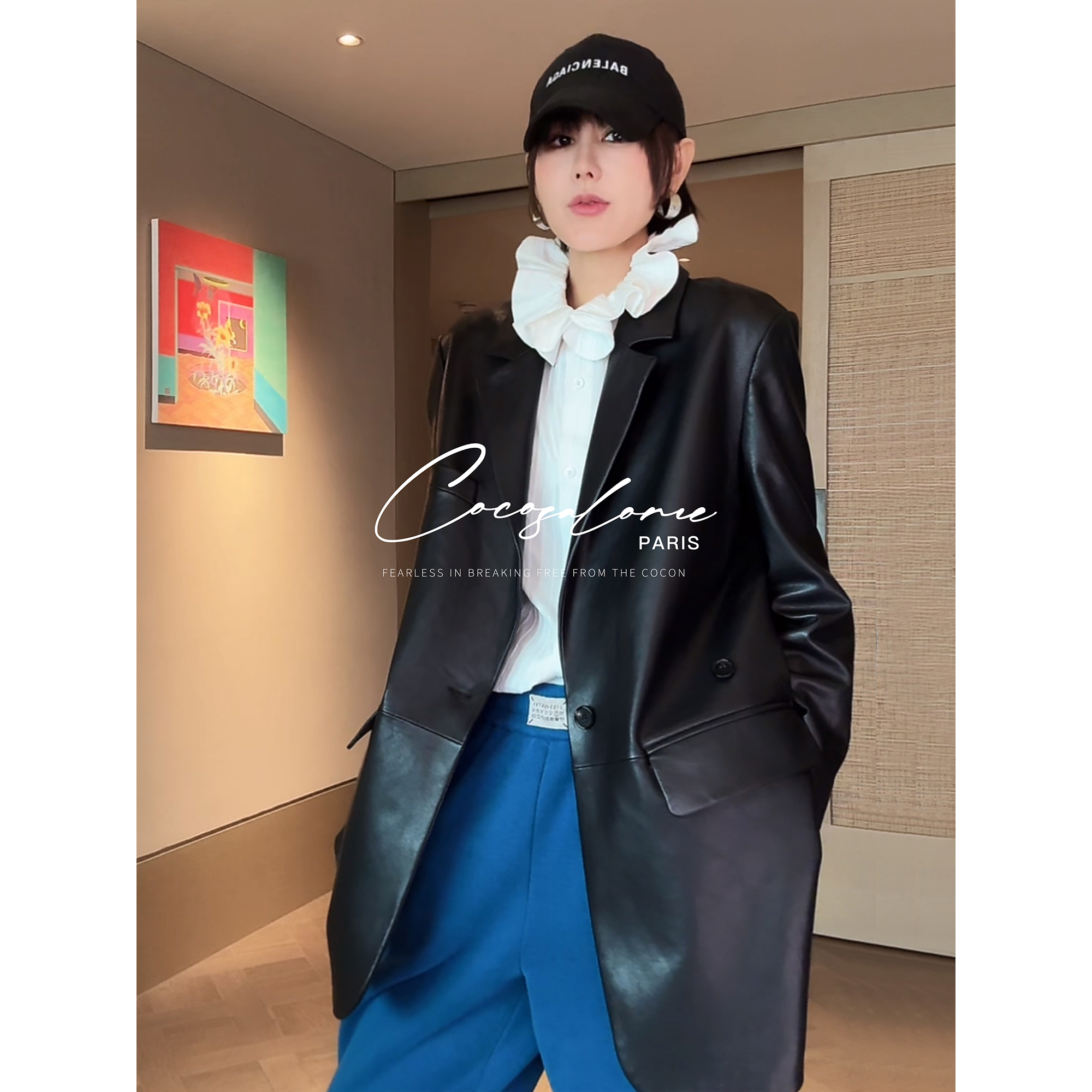 秋冬绵羊皮真皮高级轻奢简约皮衣